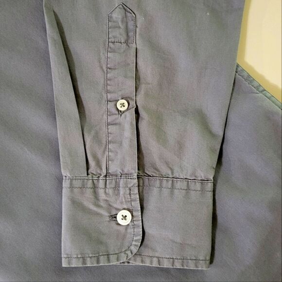 American Eagle Outfitters Men's Long Sleeve Button-Down Gray Cotton Shirt - Picture 9 of 14